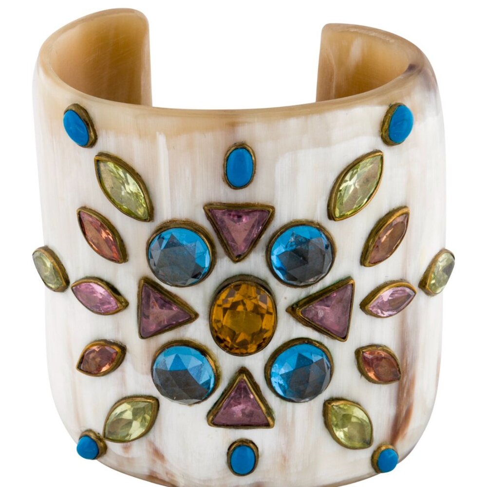 ASHLEY PITTMAN HORN & MULTI-STONE CUFF BRACELET